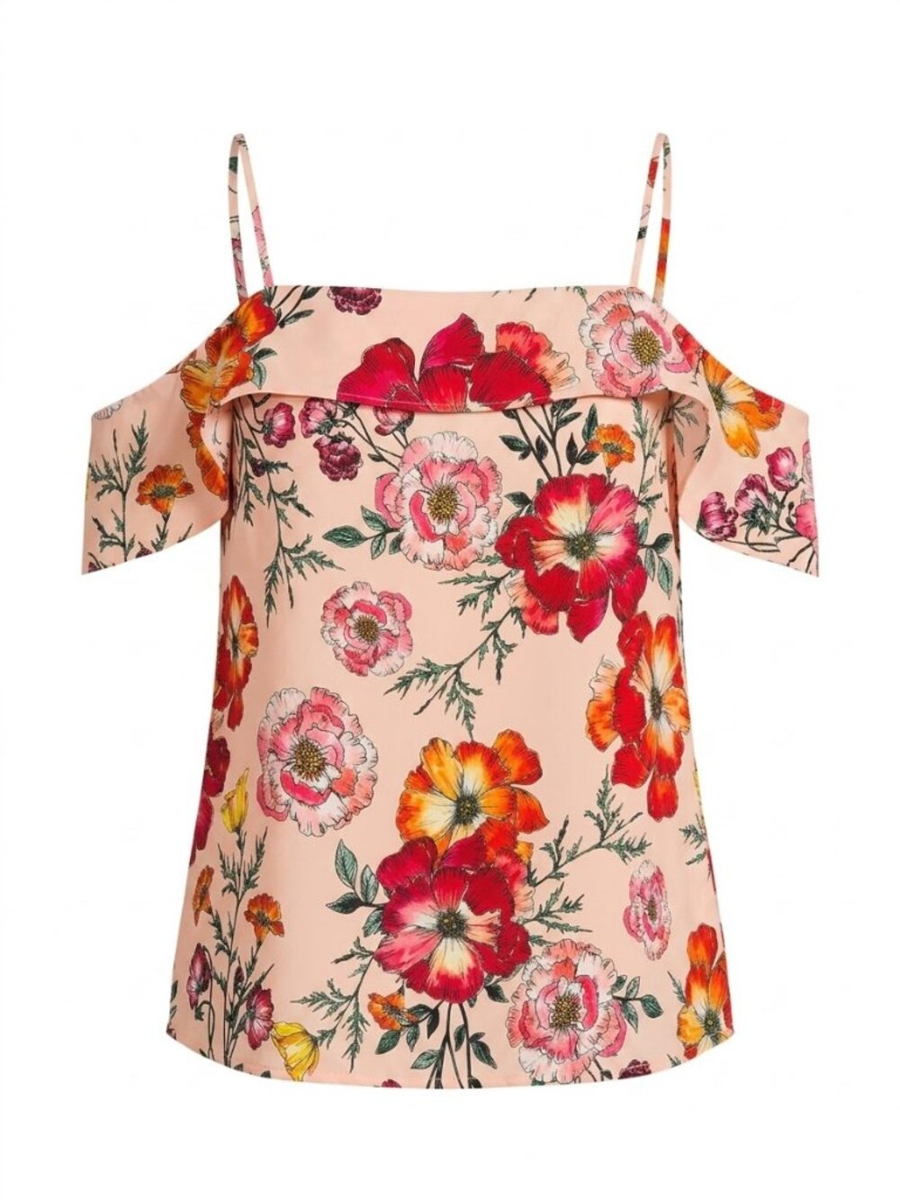 Express Blush Pink Floral Cold Shoulder Blouse XS